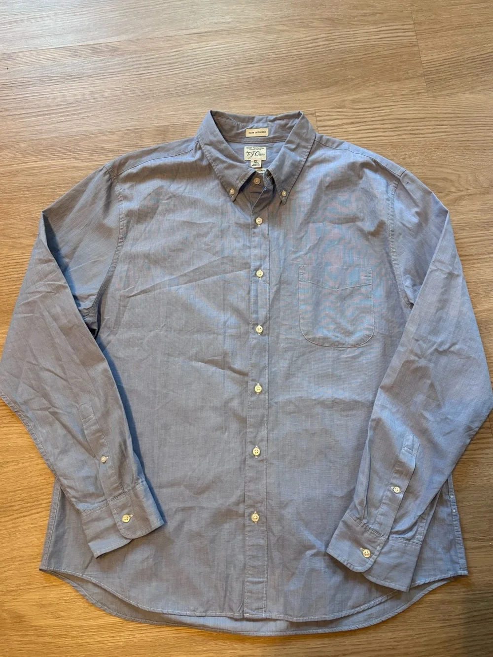 J Crew Men’s XL Oxford Button Down Shirt Slim Untucked Blue Office Chambray